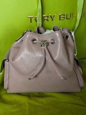Tory Burch Charlie Drawstring Shoulder Bag | Small | Mauve | NWT